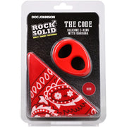Rock Solid The Code Silicone Cock Ring with Bandana Red Black