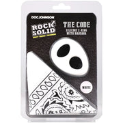 Rock Solid The Code Silicone Cock Ring with Bandana White Black
