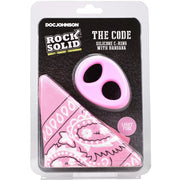 Rock Solid The Code Silicone Cock Ring with Bandana Light Pink Black