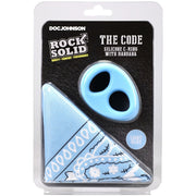 Rock Solid The Code Silicone Cock Ring with Bandana Light Blue Black