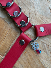 Red Leather Thigh harnesses with pentagram charm
