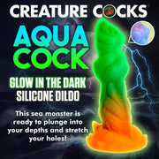 Creature Cocks Aqua Cock Glow In The Dark Silicone Dildo
