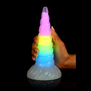 Uni-Glow Glow-in-the-Dark Rainbow Silicone Dildo