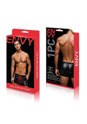 Envy Lace Up Wetlook Trunks Black Red LXL