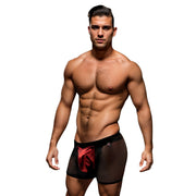 Envy Snap Down Mesh Boxer Brief Black Red SM