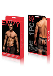 Envy Snap Down Mesh Boxer Brief Black Red LXL