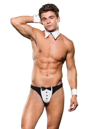 Envy Tuxedo 3 Piece Cuffs & Collar Set Black White LXL