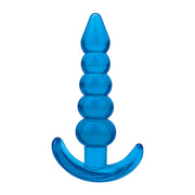 Line Medium Beaded Anal Butt Plug Blue 4.5 Inch