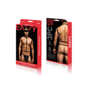 Envy 3 Piece Wet Look Chest Harness LXL