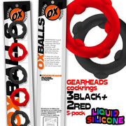 Gearheads 5 pack in Red/Black
