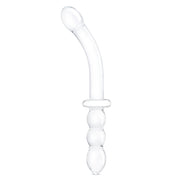 Glas ch Girthy Ribbed G Spot Glass Dildo With Handle Grip Double Ended