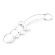 Glas ch Girthy Ribbed G Spot Glass Dildo With Handle Grip Double Ended