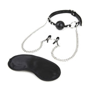 Lux Fetish Breathable Ball Gag with nipple Chain
