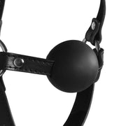 Head Harness with Solid Ball Gag Black