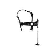 Open Mouth Gag Head Harness with Plug Stopper Black
