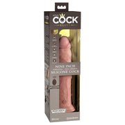 King Cock Elite 9Inch Vibrating Silicone Dual Density Cock with Remote - Light
