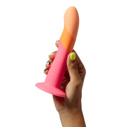 ROMP Dizi Non Realistic Silicone Dildo Orange Pink 7 Inch